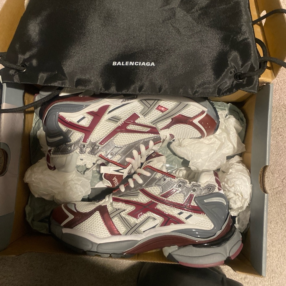 Balenciaga Gray and Burgundy Sneakers